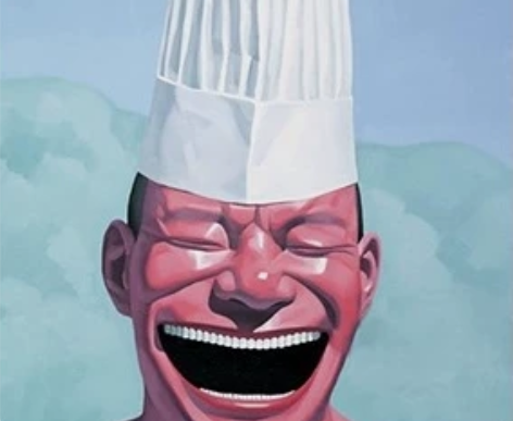 艺术人物无框画客厅餐厅办公室玄关岳敏君油画...