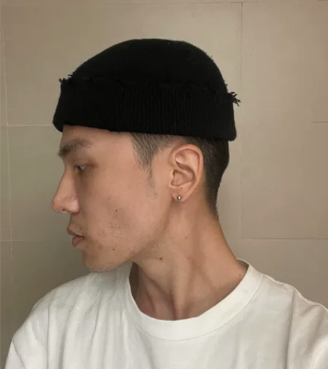 黑色磨破 破洞绒线瓜皮帽 冷帽 均码 戴了...