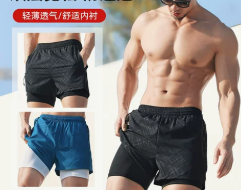 泳裤男防尴尬宽松速干男士游泳裤平角泳衣套装...
