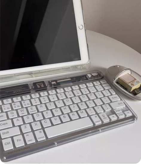 益博思透明无线ipad蓝牙键盘多系统设备切...