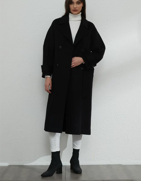 羊绒大衣外套女秋冬季2023新款毛呢黑色复...