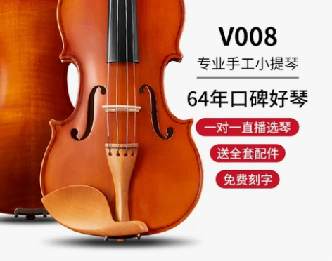 红棉小提琴初学者儿童专业级大学生入门成人V...