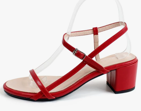 夏季新款一字带粗跟简约露趾凉鞋 品牌型号:...