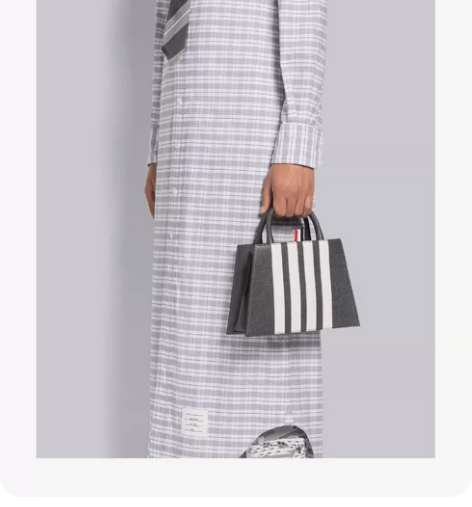 THOM BROWNE卵石纹小号梯形手提包...