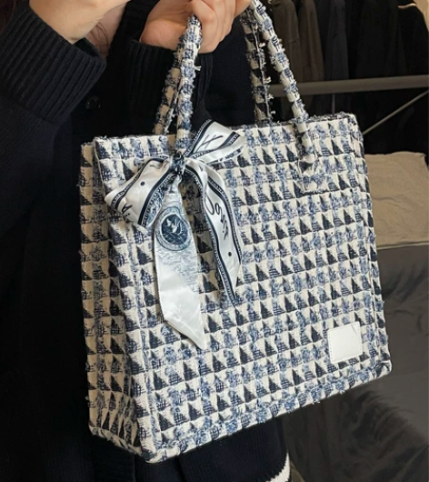 格子托特包上班上课通勤帆布大容量电脑手提包...