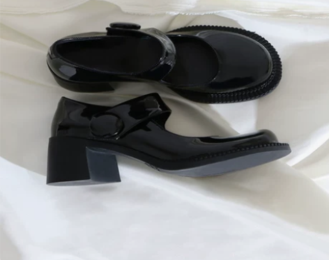 莲花府英伦单鞋粗跟时尚玛丽珍鞋一字扣暗黑系...