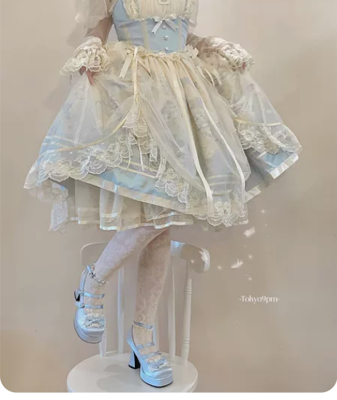 现货|乙女童话|白茶入梦原创防水台蕾丝甜美...