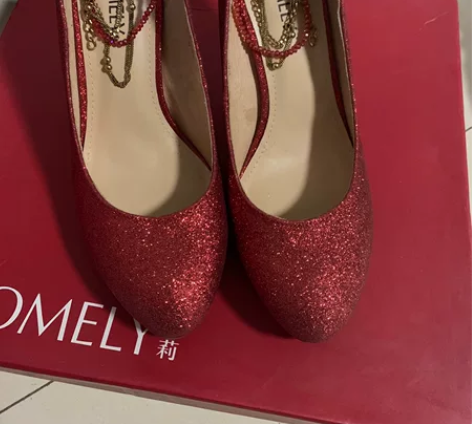 康莉亮闪闪格利特颗粒时尚女鞋，高跟防水台结...