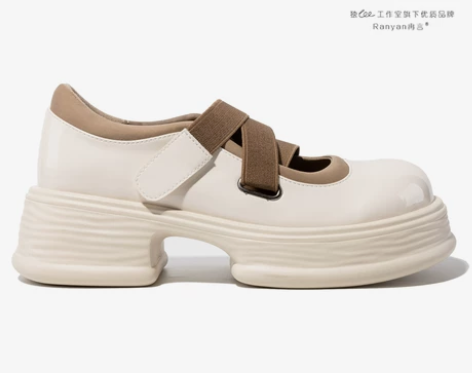 冉言2022夏季新品溶解小皮鞋松紧带休闲玛...