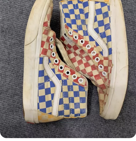 ?Vans Sk8-Hi 红蓝格子拼接情侣...