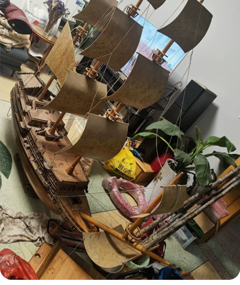 创意少女心实木帆船一帆风顺帆船模型摆件木质...