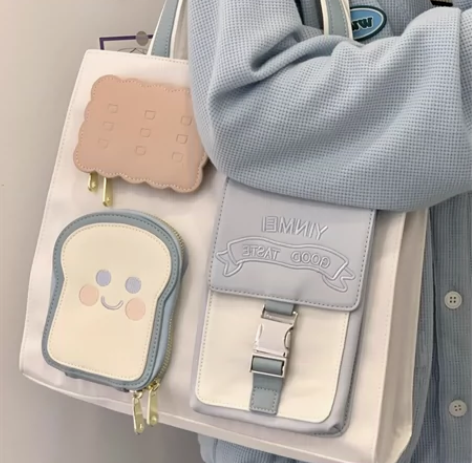 吐司托特包夏季新简约单肩包可爱吐司上课斜跨...