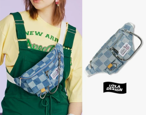 萝拉 元气少女棋盘格胸包 日系潮酷ins学...