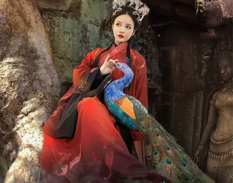 都城南庄汉服 文莱仙 原创印花绣花交领齐腰...