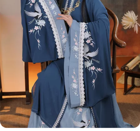 出汉服 清梳原创云鹤辞明制汉服女对襟长衫刺...