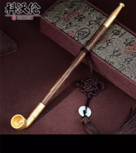 手工烟斗实木烟杆，红玛瑙嘴旱烟袋纯铜锅子 ...