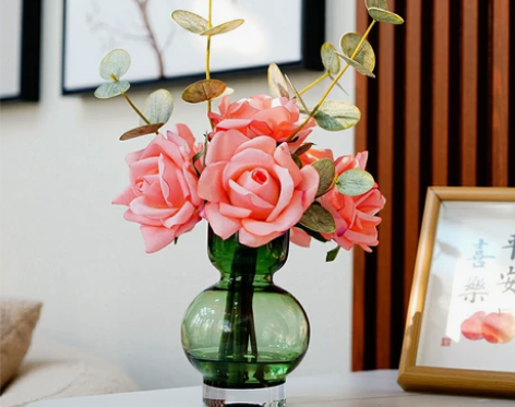 手感保湿玫瑰花仿真花摆设花瓶假花摆件客厅桌...