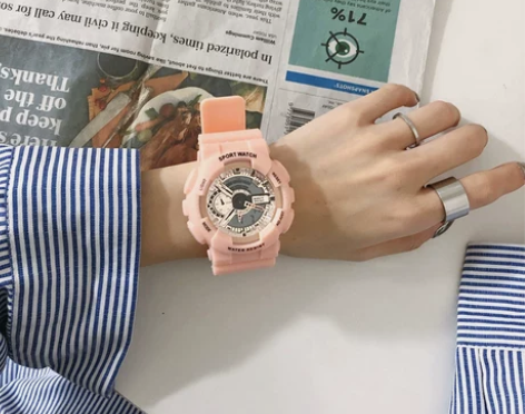 ?网红同款电子手表女简约气质初高中学生儿童...