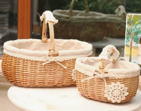 藤编收纳筐收纳篮购物篮小花篮礼品篮柳编水果...