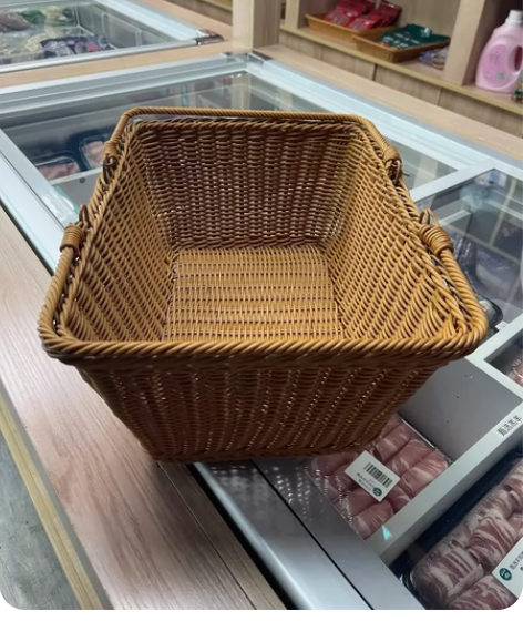 藤编收纳筐柳编竹筐超市展示筐幼儿园竹篮编织...