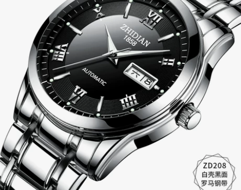 智典手表男士机械表全自动防水镂空精钢带潮时...