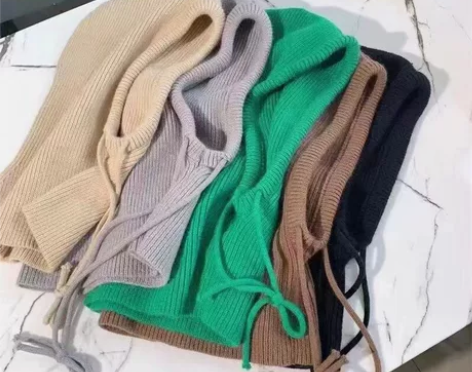 秋冬连帽围脖两用一体脖套加厚保暖护颈针织拉...