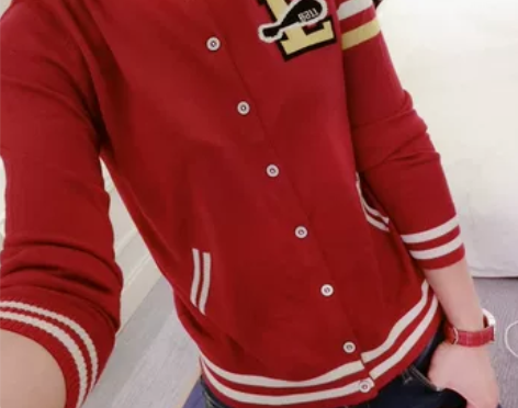 L字母棒球样式 时尚百搭爆款针织衫开衫 黑...