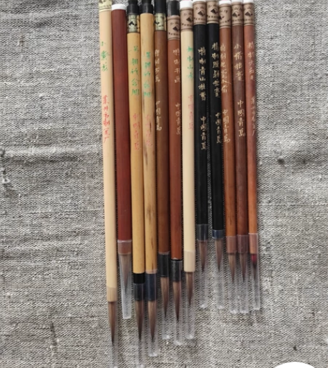 莱州毛笔：湘竹含烟湘妃印月等（泰山牌加健款...