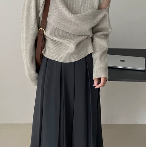 江左 很爱 软糯糯露肩温柔毛衣女2022秋...