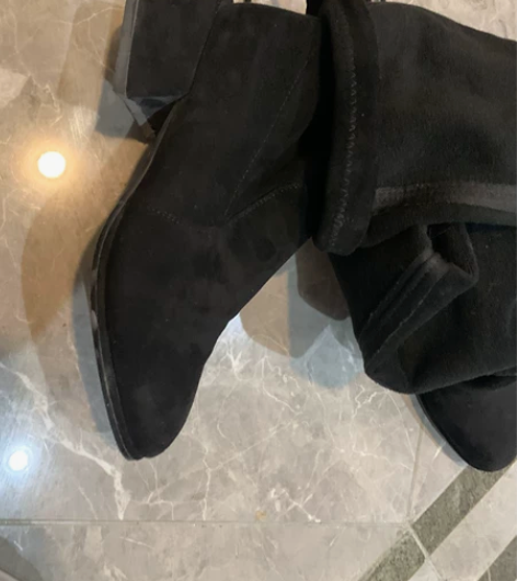 ZLL珠利莱女高筒靴，薄绒，绑带过膝，36...