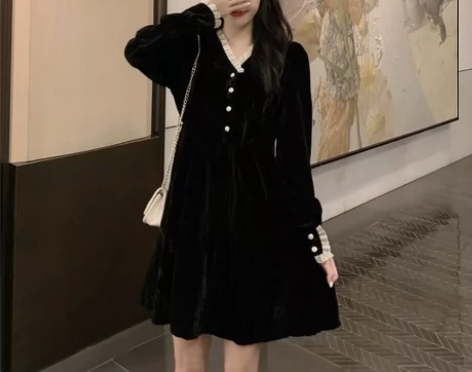 法式小香风名媛小黑裙 s/m都可穿 只穿过...