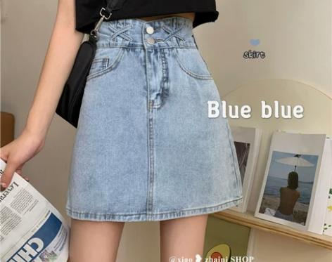 牛仔裙高腰a字半身裙女春秋2021新款夏季...
