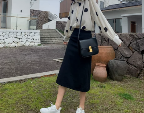 ?黑色开叉半身裙女秋季职业一步裙高腰显瘦中...