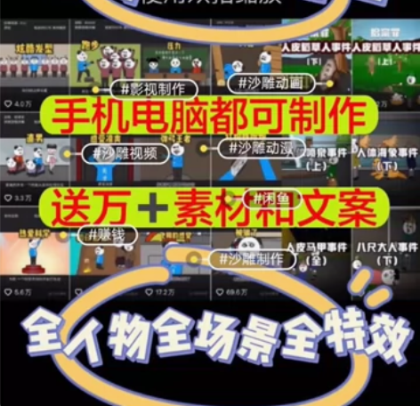 2023热门的沙雕动画制作，包括教程、素材...