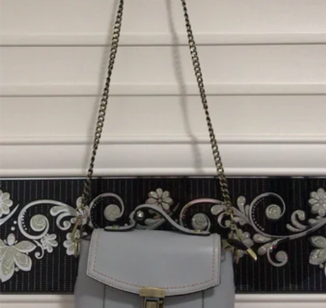 Viney牛皮蓝色复古链条小方包单肩包 唯...