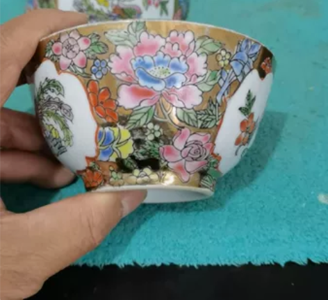 七十年代景德镇纯手绘百花不落地双面开窗凤求...