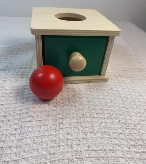 蒙氏木制投币盒圆球圆片抽屉儿童早教益智学习...