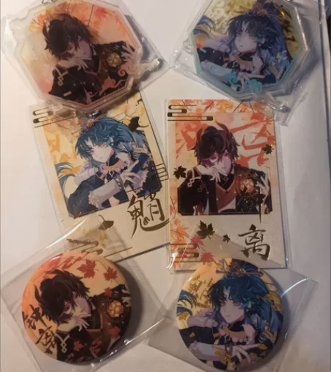 锦瑟原神同人原创周边挂件徽章拍立得钟离魈钥...