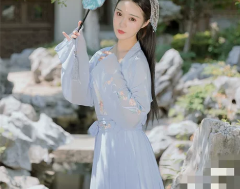 汉青月原创汉服  玄都春笺  浅蓝色  上...