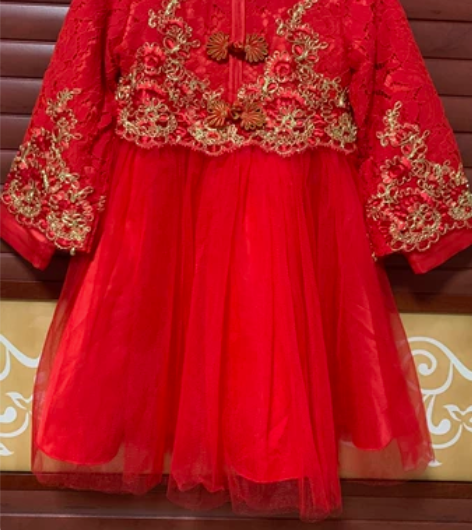 女童拜年服汉服旗袍全身加绒连衣裙110码 ...