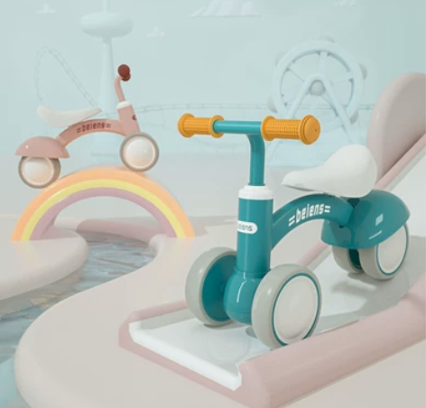 贝恩施儿童平衡车幼儿无脚踏四轮自行车玩具宝...