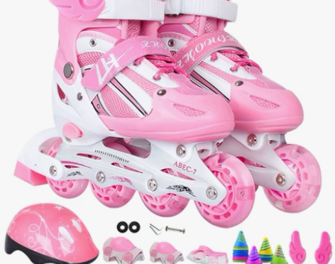 特价直排溜冰鞋儿童可调男童女童闪光轮滑鞋全...