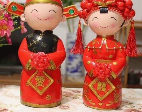 娃娃中式婚房装饰喜庆 人偶结婚礼物 新郎新...