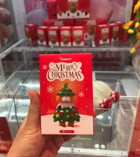 全新 LLJ夹机占旱獭盲盒 圣诞版 摆件手...