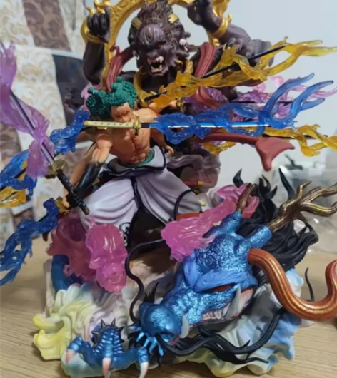 海贼王国版九刀流鬼气阿修罗索隆场景雕像盒装...