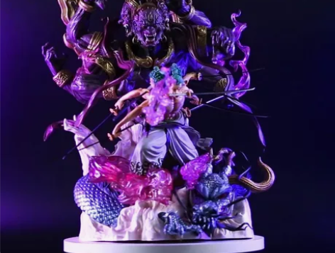 海贼Q王版九刀流鬼气阿修罗索隆场景雕像盒装...