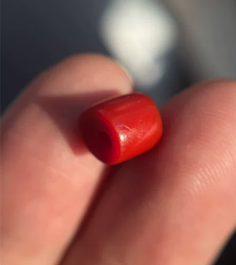 红色老蜜胺珠子，两侧压痕非常棒，赛璐璐，表...