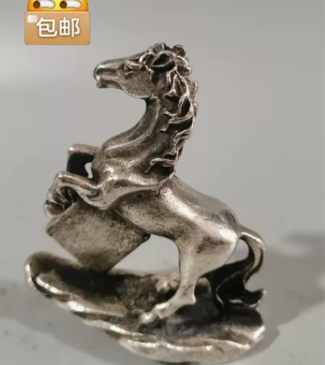 实心白铜马到成功奔跑马马生肖家居店铺酒柜桌...