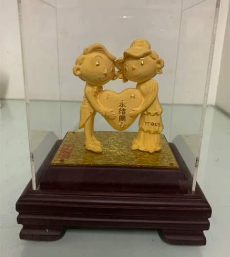 包邮纯正绒沙金新婚礼物百年好合永结同心摆件...