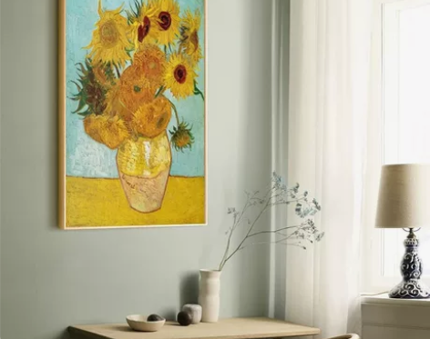 梵高向日葵玄关装饰画挂画壁画墙画现代抽象植...